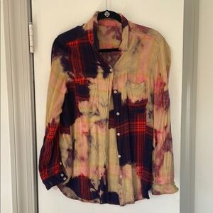 Vibrant Tie-Dye Plaid Shirt